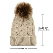 Load image into Gallery viewer, Durio Baby Hats Knit Baby Girl Hats Warm Thick Baby Girl Winter Hat Cute Toddler Hat Girl Boy H Ivory White &amp; Gray &amp; Pink &amp; Khaki One Size
