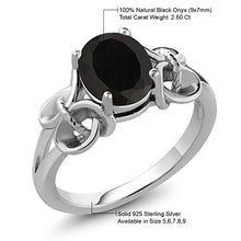 Load image into Gallery viewer, Gem Stone King 925 Sterling Silver Black Onyx Women's Engagement Ring (2.60 Cttw Oval 9X7MM) (Size 8)
