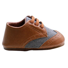 Load image into Gallery viewer, Kuner Baby Boys Brown Pu Leather +Canvas Rubber Sole Outdoor First Walkers Shoes (13.5cm(12-18months))
