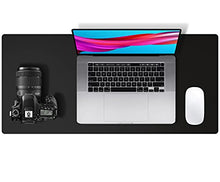 Load image into Gallery viewer, Leather Desk Pad Protector,Mouse Pad,Office Desk Mat,Non-Slip PU Leather Desk Blotter,Laptop Desk Pad,Waterproof Desk Writing Pad for Office and Home (Black,23.6" x 13.7")
