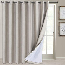 Load image into Gallery viewer, 100% Blackout Patio Door Curtain Extra Wide Curtain Panels Sliding Glass Door Curtain Linen Textured Look Grommet Blackout Curtains 84 Inch Length, 100" x 84", Beige
