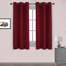 Load image into Gallery viewer, NICETOWN Holiday Decor Thermal Insulated Solid Grommet Blackout Curtains/Drapes for Living Room on Christmas &amp; Thanksgiving (1 Pair, 42 by 63 inches, Burgundy Red)
