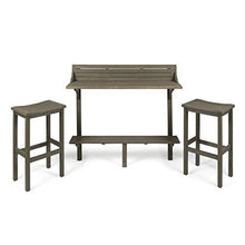 Load image into Gallery viewer, Christopher Knight Home 304147 Caribbean Outdoor Acacia Wood Balcony Bar Set, 3-Pcs Set, Grey Finish
