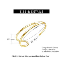 Load image into Gallery viewer, E 14K Gold Plated Open Wide Cuff Bangles Bracelets for Women Teen Girls, Simple Open Adjustable Womens Wrist Cuff Bracelet Minimalism Jewelry Gift for Women Girls

