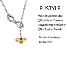 Load image into Gallery viewer, Crystal Bumblebee Pendant Necklace Infinity Love Charm Flying Honeybee Insect Jewelry Gifts (silver)
