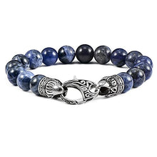 Load image into Gallery viewer, Crucible Sodalite Stone Antiqued Steel Clasp Beaded Bracelet (10mm) - 8"
