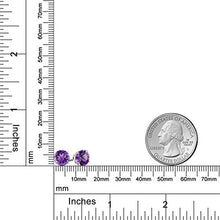 Load image into Gallery viewer, Gem Stone King 925 Sterling Silver Purple Amethyst Gemstone Birthstone Stud Earrings, 2.40 Ctw Round 7MM
