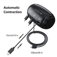 Load image into Gallery viewer, SUPERLIT Multi Car Retractable Backseat 3 in 1 Car Charging Station Box Compatible with All Phones | iPhone | Samsung | Android | Share Ride Customer Charging Dock Attach to Headrest
