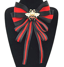 Load image into Gallery viewer, Fashion Red Ribbon Big Bowknot Brooch Pins 2018 For Woman Rhinestones Crystal Tie Collar Jewelry Accessories (Black)
