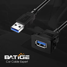 Load image into Gallery viewer, BATIGE Square Single Port USB 3.0 Panel Flush Mount Extension Cable with Buckle for Car Truck Boat Motorcycle Dashboard 3ft
