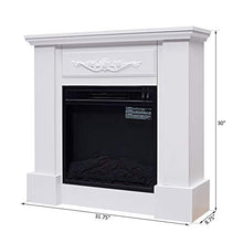 Load image into Gallery viewer, HOMCOM Freestanding Electric Fireplace Heater with Mantel, Wood, 1400W, 30" H, Beige
