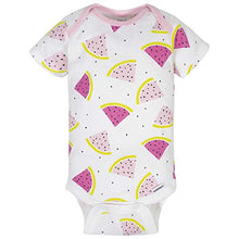 Load image into Gallery viewer, GERBER Baby Girls 4-Pack Short Sleeve Onesies Bodysuits, Pink Watermelon, 6-9 Months
