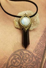 Load image into Gallery viewer, The Shield. Empath Protection Necklace with Moonstone and Black Obsidian. Psychic protection amulet. EMF Protection. Empath Jewelry

