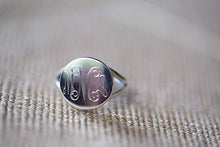 Load image into Gallery viewer, Round Monogram Sterling Silver Ring
