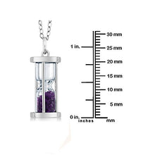 Load image into Gallery viewer, Gem Stone King 925 Sterling Silver Amethyst Dust Hourglass Pendant Necklace with 0.75 Ct with 18 Inch Silver Chain
