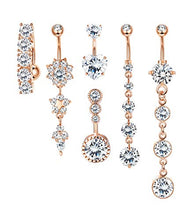 Load image into Gallery viewer, Udalyn 6 Pcs 14G Belly Rings for Women Stainless Steel Navel Rings Body Piercing Jewery Set Gold
