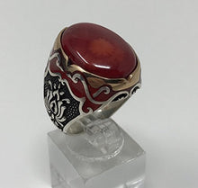 Load image into Gallery viewer, KAR 925K Sterling Silver Red Coral Men's Ring Red Enamelled Special Edition K65E (9)
