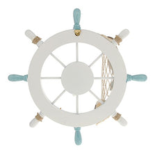 Load image into Gallery viewer, Rienar Nautical Beach Wooden Boat Ship Steering Wheel Fishing Net Shell Home Wall Decor White - Fish
