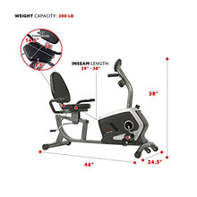 Load image into Gallery viewer, Sunny Health &amp; Fitness Magnetic Recumbent Bike Exercise Bike with Digital Monitor, 300 lb Capacity, Easy Adjustable Seat, Pulse Rate Monitor
