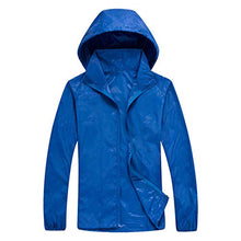 Load image into Gallery viewer, Sunyastor Raincoat Men's Women Waterproof Outdoor Hooded Sun-Proof Quick Dry Athletic Trench Jacket Ultra-Light Windbreaker Blue
