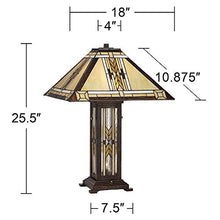Load image into Gallery viewer, Drake Tiffany Style Table Lamp with Nightlight Mission Bronze Stained Glass for Living Room Family Bedroom Bedside - Franklin Iron Works
