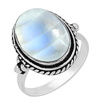 Load image into Gallery viewer, Moonstone Ring Size 7 925 Silver Overlay Vintage Style Handmade Solitaire Ring
