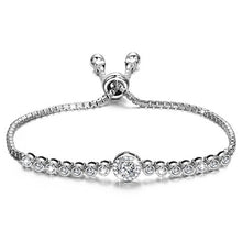Load image into Gallery viewer, NINASUN Valentines Bracelet Gifts for Her 925 Sterling Silver Adjustable Chain Bangle Sparkling Cubic Zirconia Fine Fashion Jewelry Birthday Gifts Present Her Ladies Girls Girlfriend Wife Mother
