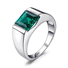 Load image into Gallery viewer, Jewelrypalace Men's Square 2.2ct Simulated Russian Nano Green Emerald Engagement Ring 925 Sterling Sliver Size 9
