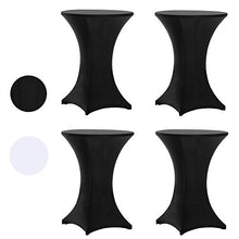 Load image into Gallery viewer, Tina 4 Pack 32x43 Inch Highboy Spandex Cocktail Table Cover Black, Fitted Stretch Cocktail Tablecloth for Round Tables (4PC 32X43 Black)
