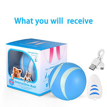 Load image into Gallery viewer, USB Rechargeable Smart Interactive Pet Toy Bounce Ball for Dog Cat,Built-in 1000mAh Battery,RGB Flashing LED Lights,360 Degree Auto Rolling/Turn Off,Washable Durable TPU Roller Wicked Toys (Blue)
