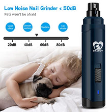 Load image into Gallery viewer, Casfuy Dog Nail Grinder Upgraded - Professional 2-Speed Electric Rechargeable Pet Nail Trimmer Painless Paws Grooming &amp; Smoothing for Small Medium Large Dogs &amp; Cats (Dark Blue)
