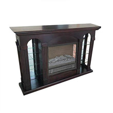 Load image into Gallery viewer, GOOD &amp; GRACIOUS Electric Fireplace TV Stand for Up to 65" Flat Screen TV, Retro Entertainment Center with Tempered Glass Storage Shelves, for Living Room or Bedroom
