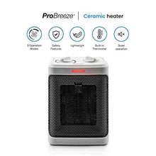 Load image into Gallery viewer, Pro Breeze Space Heater – 1500W Electric Heater with 3 Operating Modes and Adjustable Thermostat - Room Heater for Bedroom, Home, Office and Under Desk - White
