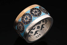 Load image into Gallery viewer, Nazar ! Turkish Handmade Blue Turquoise Color Enamel Evil Eye Sapphire Topaz Sterling Silver Ring All Sizes Available
