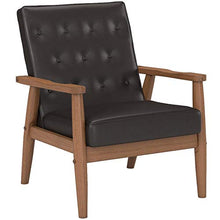 Load image into Gallery viewer, Baxton Studio Sorrento Mid-Century Retro Modern Faux Leather Upholstered Wooden Lounge Chair, Brown
