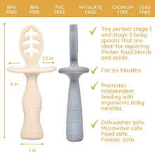 Load image into Gallery viewer, Baby First Stage Spoon Set | 3 Piece BPA Free Silicone Dipping Chewable Self Feeding Toddler Utensils | Baby Led Weaning Spoon for Kids Ages 6 Months+ | Second Stage Training
