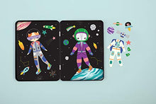 Load image into Gallery viewer, Mudpuppy Space Cat Magnetic Tin – Includes 3 Sheet of Mix &amp; Match Dress Up Magnets and 2 Background Scenes – Toy Magnets for Kids with Hinged Storage Tin – Great Travel Activity for Kids and Toddlers
