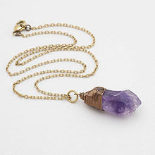 Load image into Gallery viewer, Raw Amethyst Crystal Antique Bronze Chain Pendant Necklace 18 Inches

