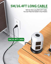 Load image into Gallery viewer, Power Strip Tower Surge Protector - 5M/16.4FT Surge Protector Power Strip with USB, Power Strip with Surge Protection with 8 AC Outlets &amp; 4 USB Ports, Overload Protection, Short Circuit Protection.
