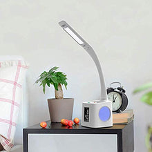 Load image into Gallery viewer, LED Desk Lamp with USB Charging Port, Night Atmosphere Lamp, Alarm Clock, Pen Holder, Calendar, 3-Level Dimmer Eye-Caring Table Lamp for Study/Read/Office
