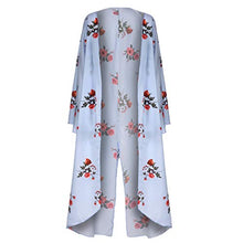Load image into Gallery viewer, Women's Floral Kimono Cardigan Summer Tops Loose Beachwear Swimsuit Long Cover ups Blouse Blue

