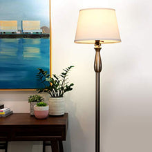 Load image into Gallery viewer, Brightech Gabriella LED Floor Lamp - Free Standing Elegant Style - Tall Pole Light for Living Room, Office Or Bedroom- Modern Upright Light with Fabric Shade - LED Bulb Included - Silver
