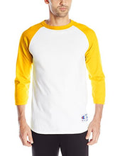 Load image into Gallery viewer, Champion Men's Raglan Baseball T-Shirt, White/Gold, Large

