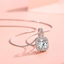 Load image into Gallery viewer, SBLING Platinum Plated AAAA Cubic Zirconia Cushion Shape Halo Pendant Necklace- Gifts for Women/Girls
