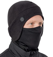 Load image into Gallery viewer, Helmet Liner Beanie with Mask - Cycling, Running, Motorcycle &amp; Construction Fleece Winter Hat Skull Cap. Thermal Headwear Ear Warmer. Cold Weather Gear for Hard Hats &amp; Football, Ski, Snowboard Helmets
