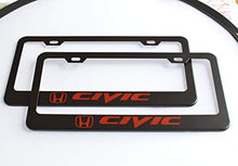 Load image into Gallery viewer, 2 Pack Car License Plate Frame for Honda Civic, Stainless Steel Auto Plate Frames Frames to Protect Plates,with Screw Caps Cover Set Suit，Applicable to US Standard car License Frame
