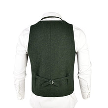 Load image into Gallery viewer, VOBOOM Mens Herringbone Tailored Collar Waistcoat Fullback Wool Tweed Suit Vest (Army Green, Small)
