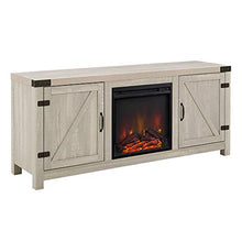 Load image into Gallery viewer, Walker Edison Georgetown Modern Farmhouse Double Barn Door Fireplace TV Stand for TVs up to 65 Inches, 58 Inch, Stone Grey
