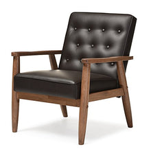 Load image into Gallery viewer, Baxton Studio Sorrento Mid-Century Retro Modern Faux Leather Upholstered Wooden Lounge Chair, Brown
