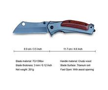Load image into Gallery viewer, Folding Knife Camping Pocket Knife Hunting - Fast Open Folding Knife Wood Handle - Folding Pocket Knife Assist Open - 7CR13Mov Steel 58HRC - for Men Work Outdoor Adventure Hiking Knife Survival
